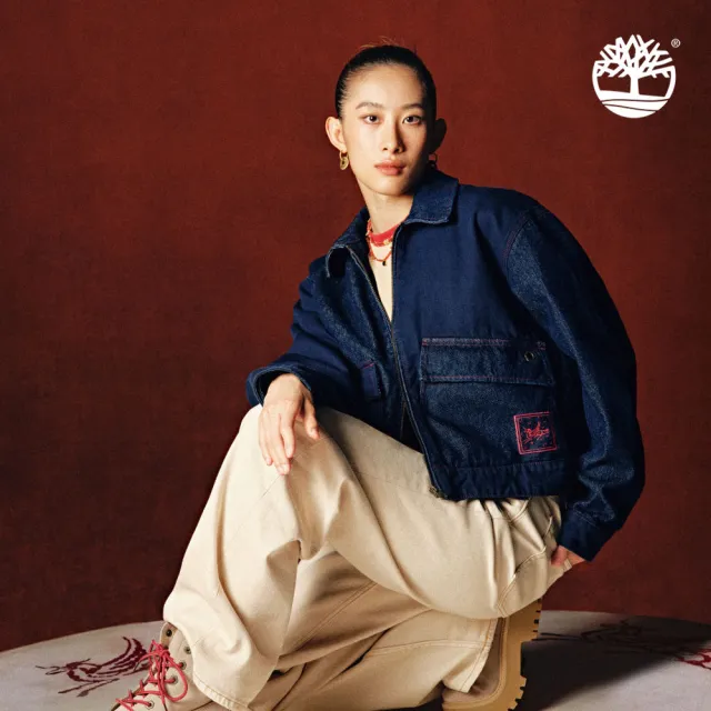 【Timberland】女款深寶石藍馬年特別款寬版Strafford牛仔外套(A6KMFAEL)