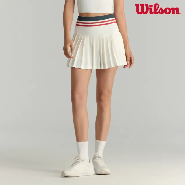 【WILSON】Midtown Tennis Skirt 女款 服飾 半身裙 網球裙 沙色/水洗紅 WW00160531GY1