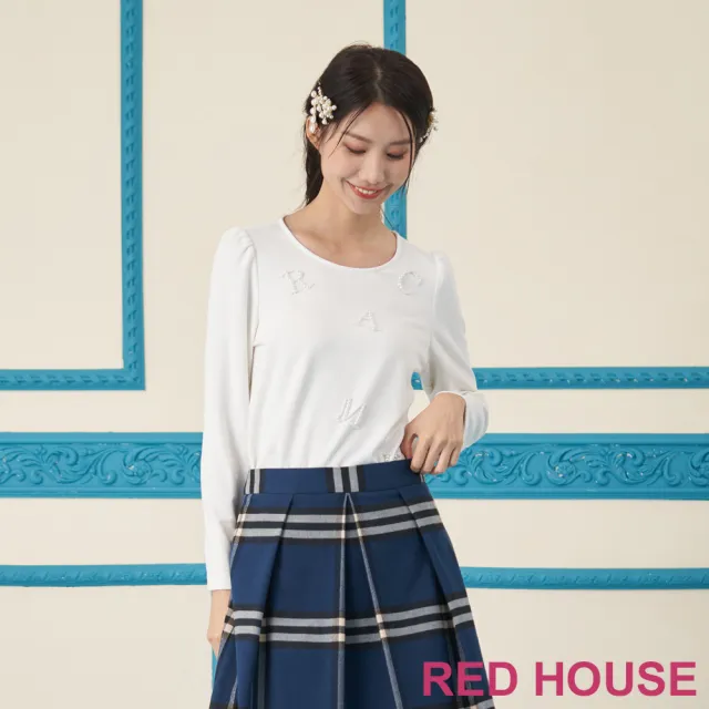 【RED HOUSE 蕾赫斯】秀氣珍珠字母T-shirt(米白色)
