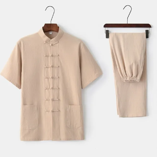【巴黎精品】現貨限搶 新中式 唐裝漢服套裝兩件套(中國風短袖太極服長褲男套裝8色a1bx4)5.5