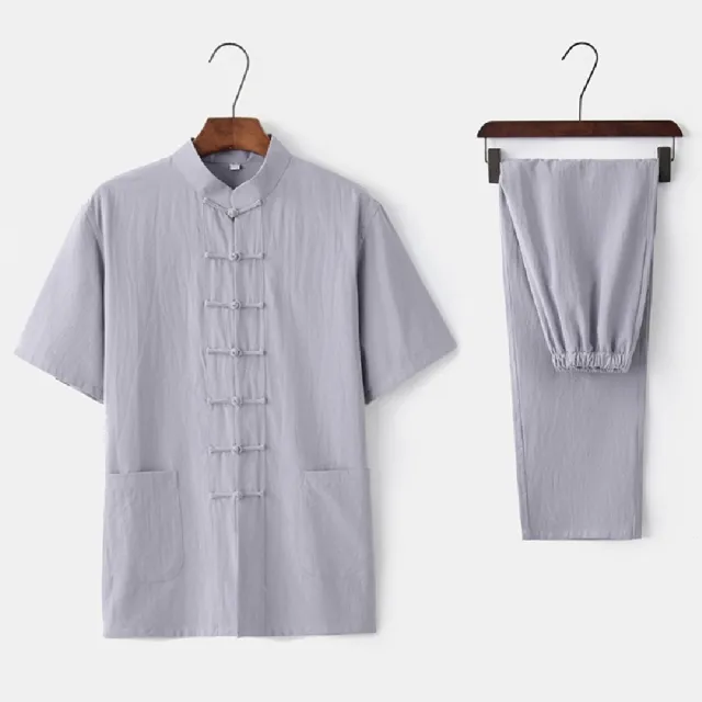 【巴黎精品】現貨限搶 新中式 唐裝漢服套裝兩件套(中國風短袖太極服長褲男套裝8色a1bx4)5.5