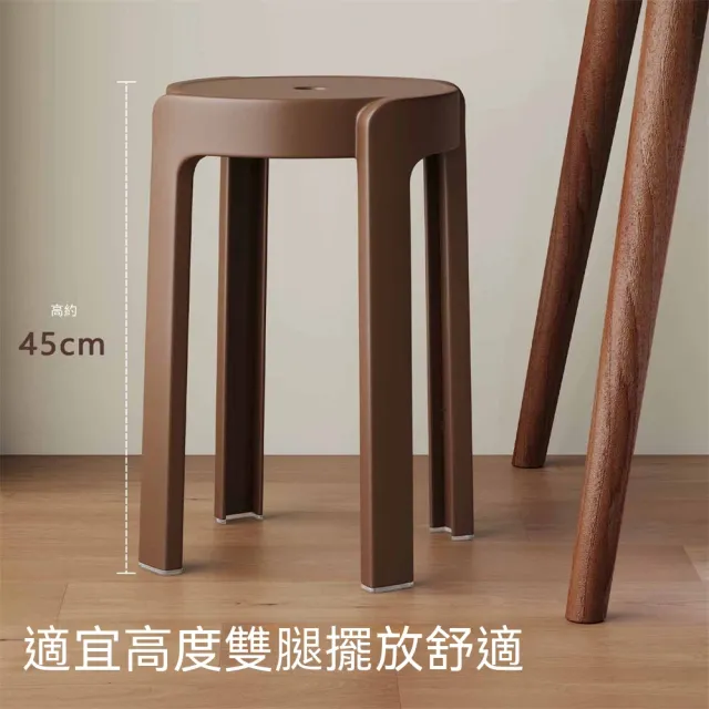 塑膠凳子（8把裝）輕奢高級感 餐桌備用凳 家用加厚 可疊放 圓凳 風車凳 商用高板凳