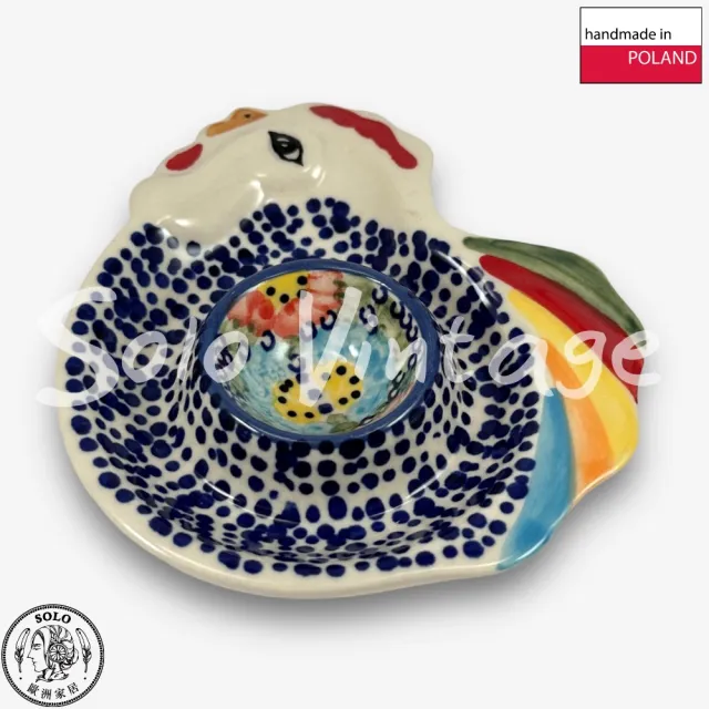 【波蘭陶】SOLO歐洲家居 正版原裝 波蘭原廠手繪 Manufaktura 12CM 水煮蛋杯 蛋托 早午餐 橘藍大花系列