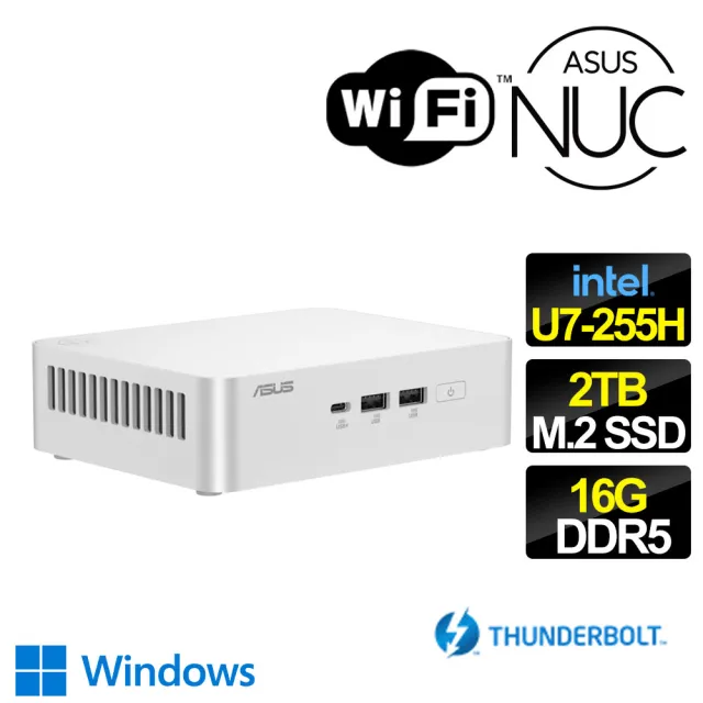 【ASUS 華碩】NUC U7 PRO十六核 WIN11{白紗甜境} 迷你電腦(U7-255H/16G/2TB M.2)