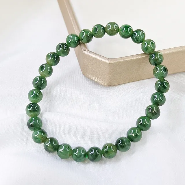 【鵝娘翡翠】天然A貨翡翠 緬甸玉 辣色花青手串 珠串 A6235023 翡翠手串