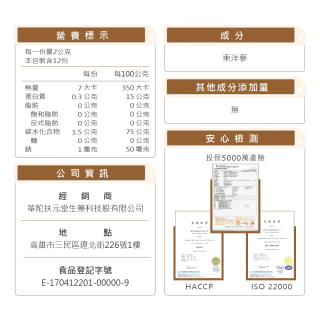 【華陀扶元堂】天官東洋蔘茶6盒(12包/盒-增強體力)中秋禮盒