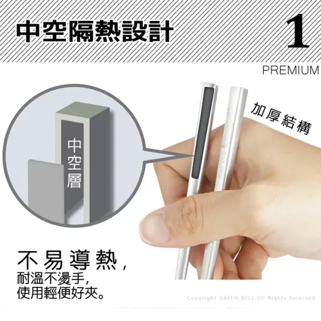 【GREEN BELL 綠貝】316不鏽鋼雙層隔熱碗筷4件組-13.5cm白金碗2入+316防滑筷2雙(防燙 耐酸 環保 SGS)