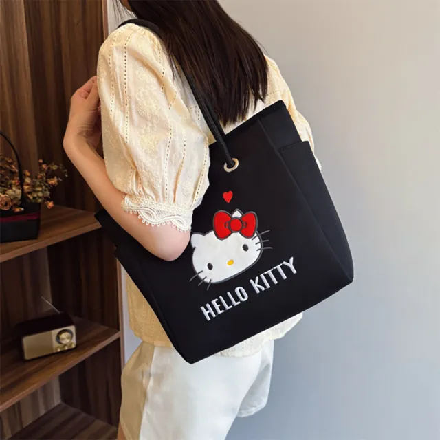 【HELLO KITTY】雙11 時尚簡約造型大容量手提袋單肩手提包托特包-三色可選