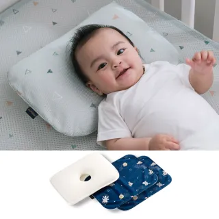 【GIO Pillow】超透氣護頭型嬰兒枕 枕套2入組 S/M號任選(寶寶枕頭 新生兒枕頭 防扁頭護頭枕 可水洗枕)