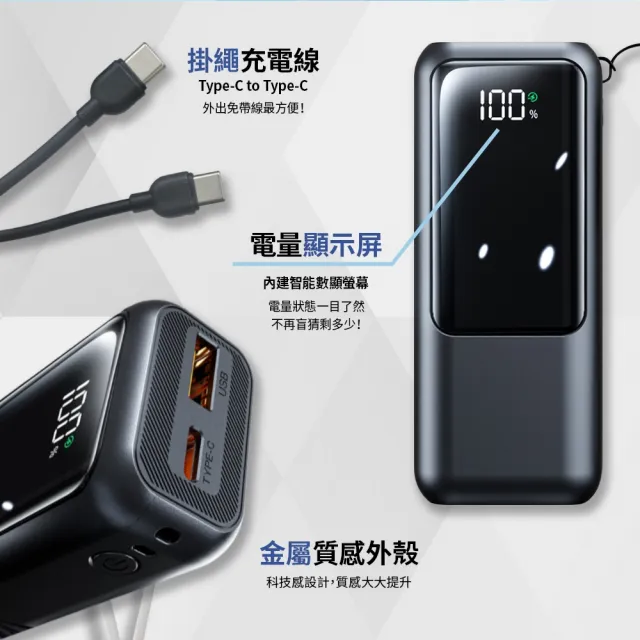 MCK 10000mah 自帶線顯屏行動電源 MCK-NPCG