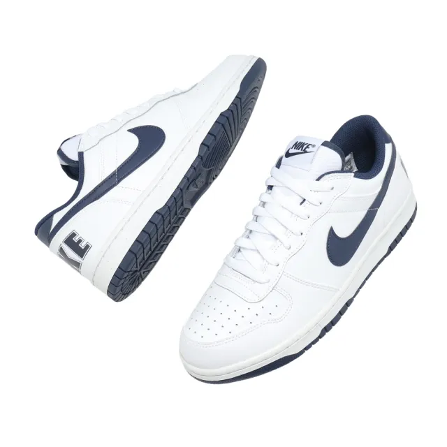 【NIKE 耐吉】休閒鞋 Big Low 男鞋 女鞋 白 海軍藍 復古 板鞋 白鞋 百搭(355152-140)