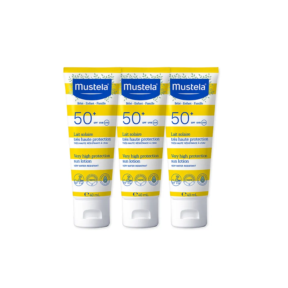 【Mustela 慕之恬廊】高效全護防曬乳SPF50+ 40mlX3(嬰兒防曬 寶寶防曬 新生兒/孕婦適用)