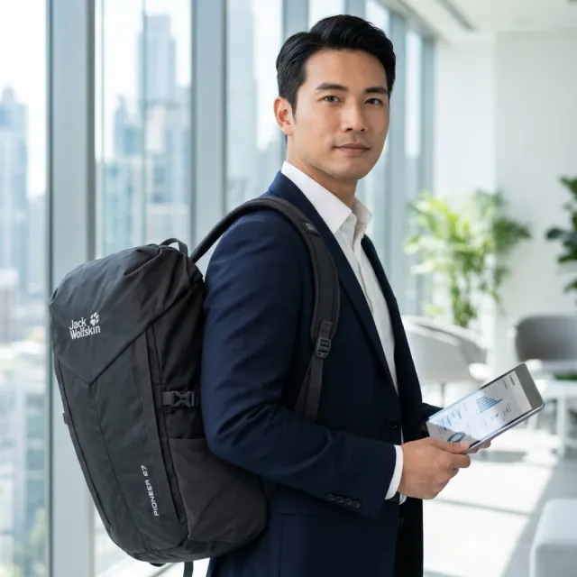 【Jack wolfskin 飛狼】PIONEER 電腦後背包 27L｜商務通勤 × 休閒旅遊 (黑灰)