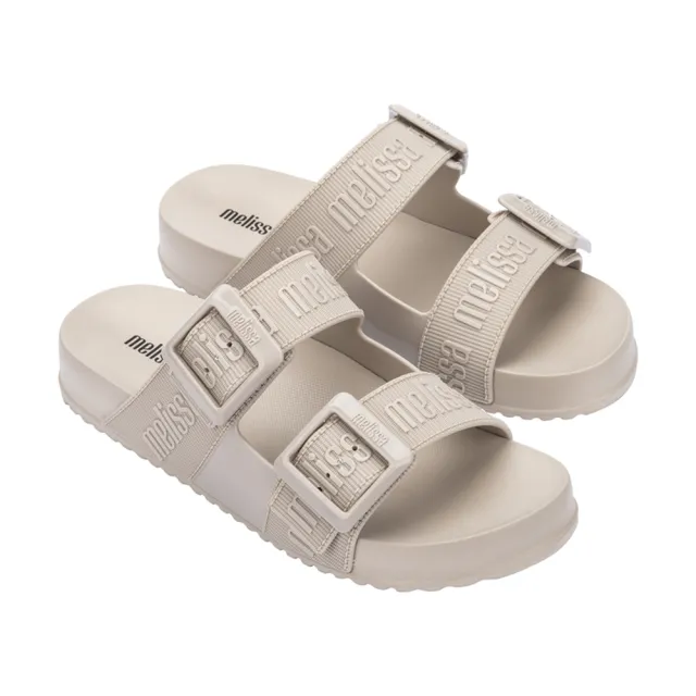 【Melissa】LOGO印花雙帶拖鞋(米色) 防潑水