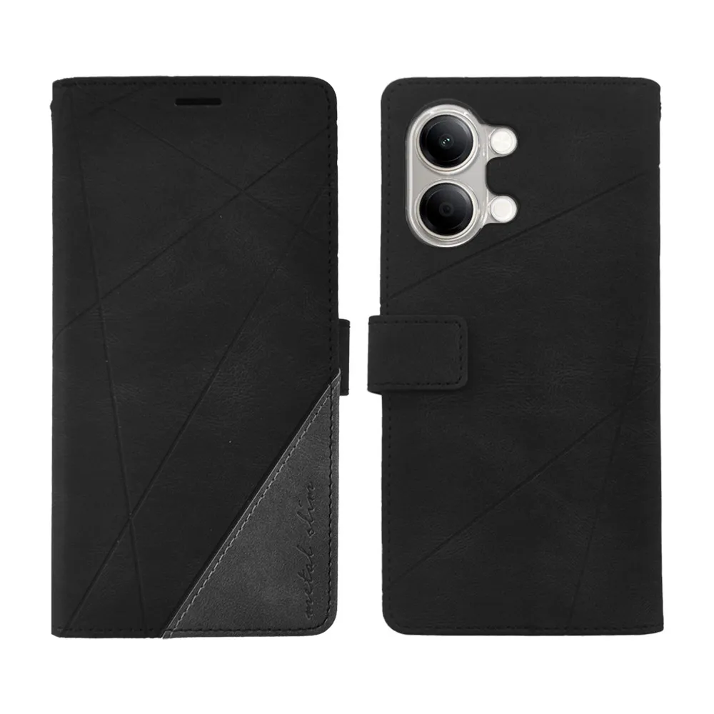 【Metal-Slim】Vivo Y21 5G(2026)/Y05 4G 幾何造型膚感雙料撞色磁吸皮套