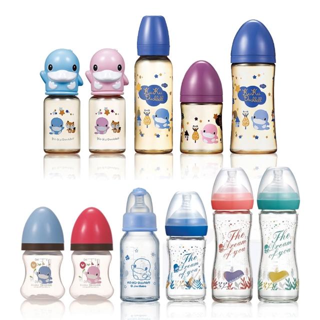 【KU.KU. 酷咕鴨】PPSU/PP/玻璃奶瓶四入組(全新福利品)