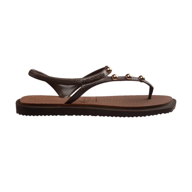 【havaianas 哈瓦仕】涼鞋 女鞋 夾腳拖 拖鞋 鉚釘 Flash Fusion 咖啡色 4150244-7909W (哈瓦士)