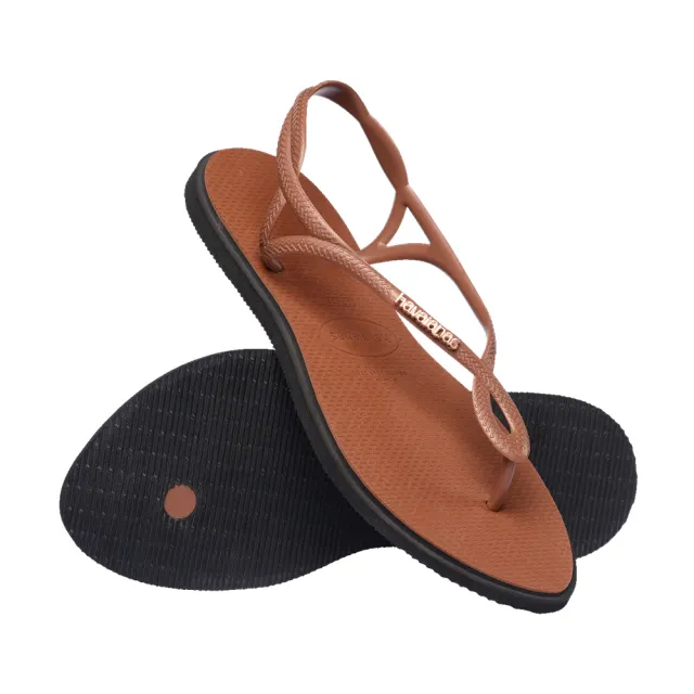 【havaianas 哈瓦仕】涼鞋 女鞋 夾腳拖 拖鞋 尖頭 Luna Point 咖啡色 4149921-1696W (哈瓦士)