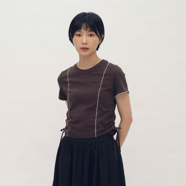 【plain-me】SAAKO 短袖 抽繩 女生短TEE 女上衣 木耳邊抽繩上衣_SAA0044-261