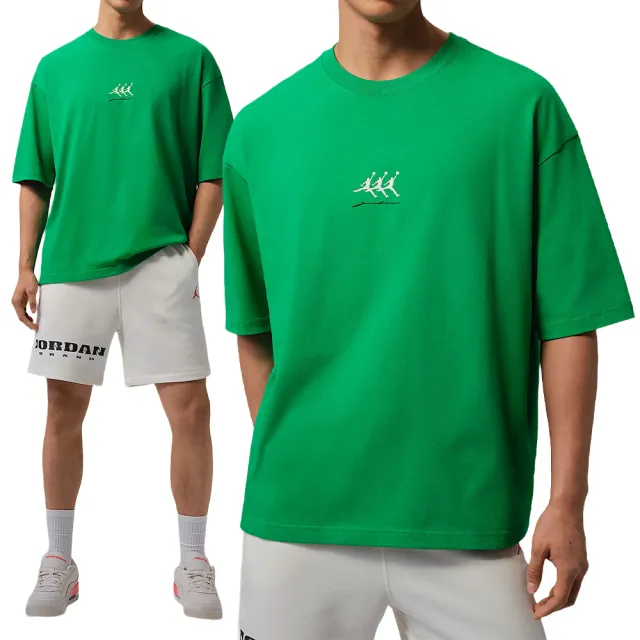 【NIKE 耐吉】As M J Flt Gfx Ovsz Ss Crew 短袖 男款 綠色 寬鬆 棉T IF3134-310