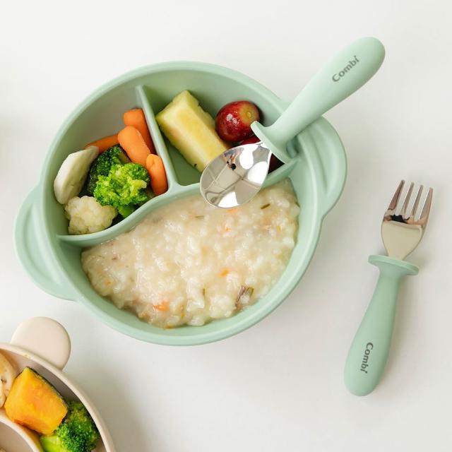 【Combi】鉑金矽膠學習吸盤碗 含蓋(矽膠餐具 學習餐具 嬰兒餐具 兒童餐具 副食品餐具)