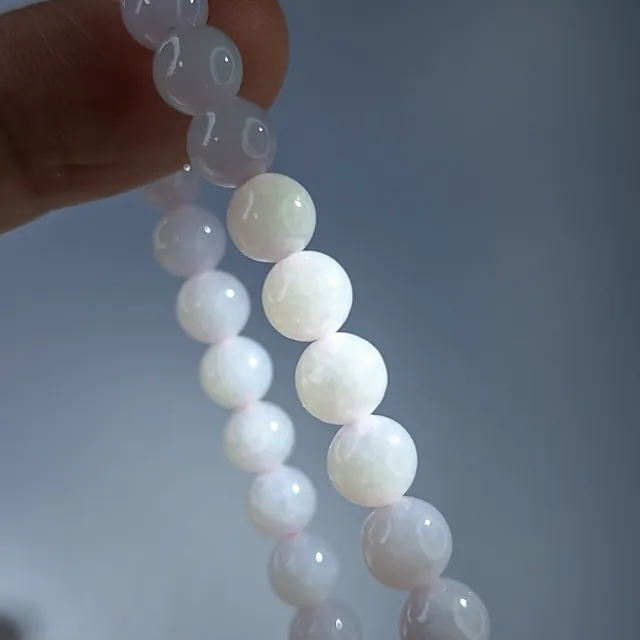 【鵝娘翡翠】天然A貨翡翠 緬甸玉 老種珍珠粉紫潤手串 A4482548 翡翠手串