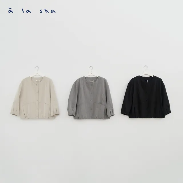 【a la sha】仿牛仔七分袖休閒襯衫