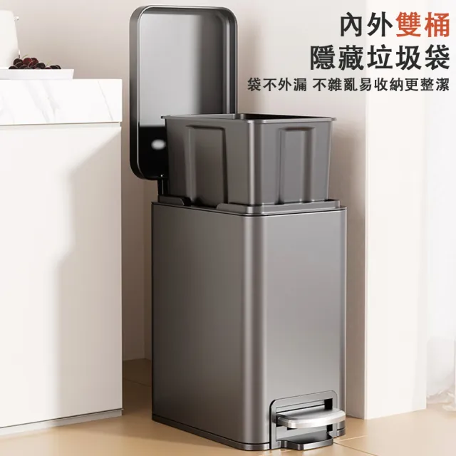 【HUIJIAYIGOU 惠家易購】7L腳踩垃圾桶 窄縫垃圾桶 不鏽鋼垃圾桶 帶蓋垃圾收納 靜音緩降 32*16*22.5cm