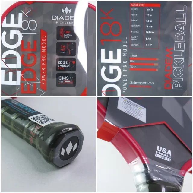 DIADEM Edge 18K 匹克球拍 頂級碳纖維拍面 握把加長 USAPA認證(PP10089)