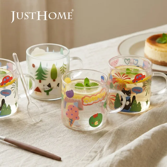 【Just Home】貓咪樂園耐熱玻璃杯120ml-6件組(杯 玻璃杯 耐熱玻璃)