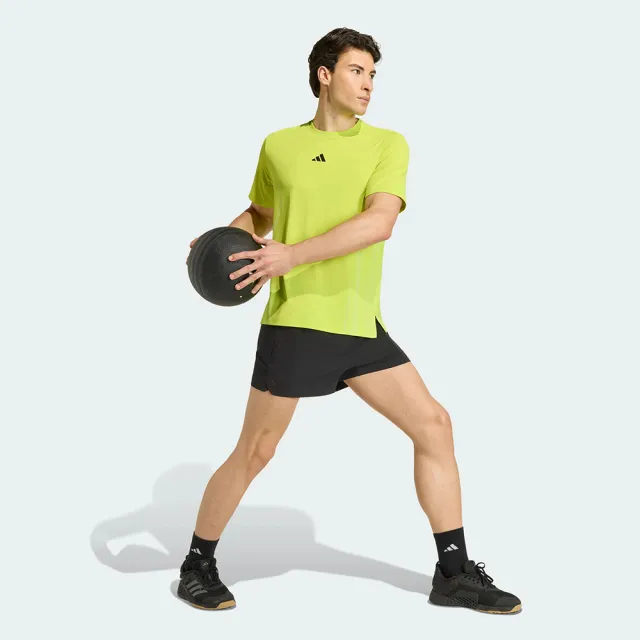【adidas 愛迪達】短袖上衣 男 訓練 慢跑 AIRCHILL TEE 黃綠 KE5783