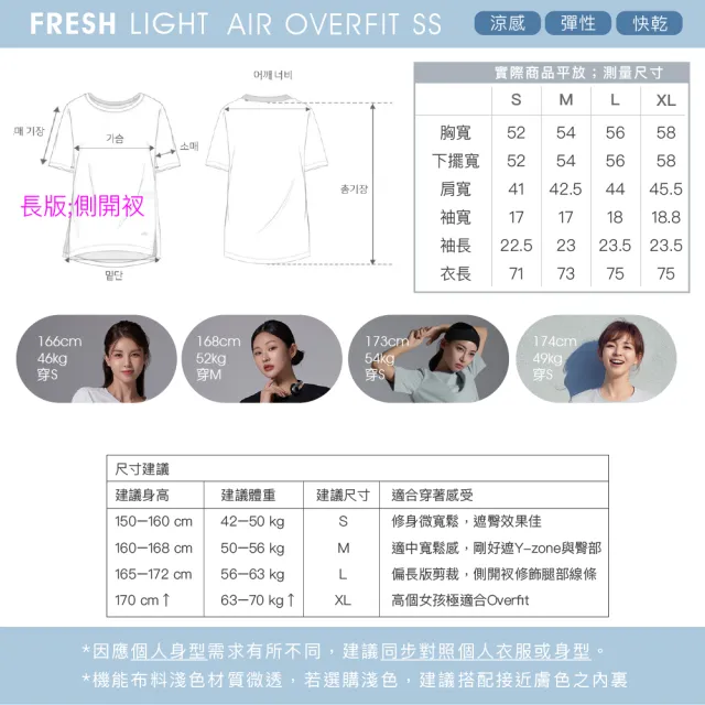 【STL】現貨 FRESH light Air OverFit 涼感 蓋臀 快乾 女 運動機能 長版 開衩 短袖上衣(多色)