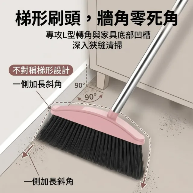 刷淨 細密軟毛掃把畚箕組 2組裝 刮齒3秒除毛不沾手