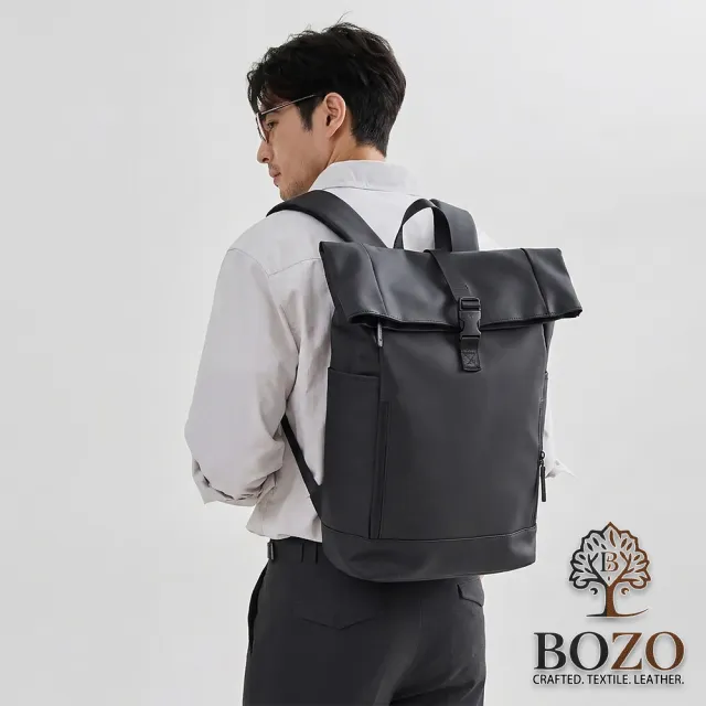 【BOZO 伯樂】潮流帥氣Jovan通勤旅遊可折疊大容量防水後背包B6085(防水包 經典黑)