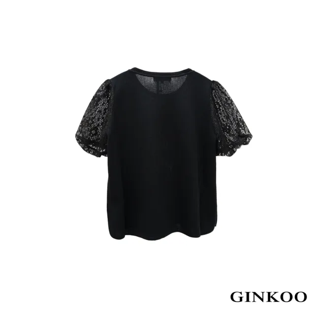 【GINKOO 俊克】反拋亮片蕾絲袖針織上衣