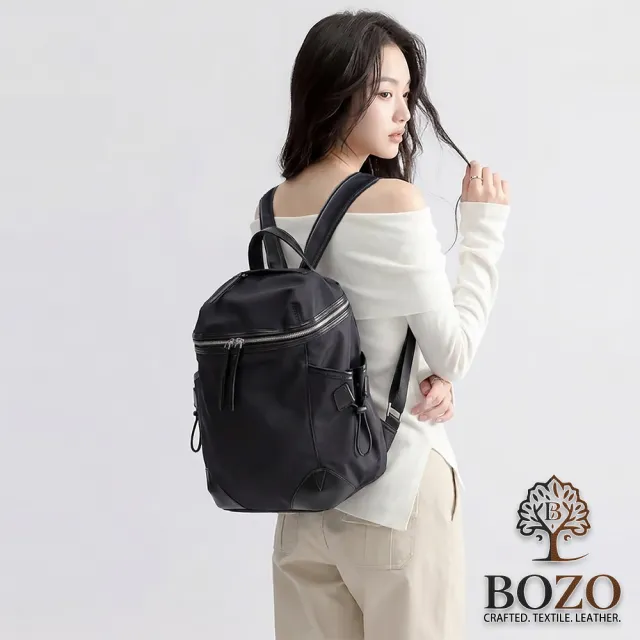 【BOZO 伯樂】防水Kirya通勤旅遊百搭大開口電腦包後背包-B0266(防水包 經典黑)