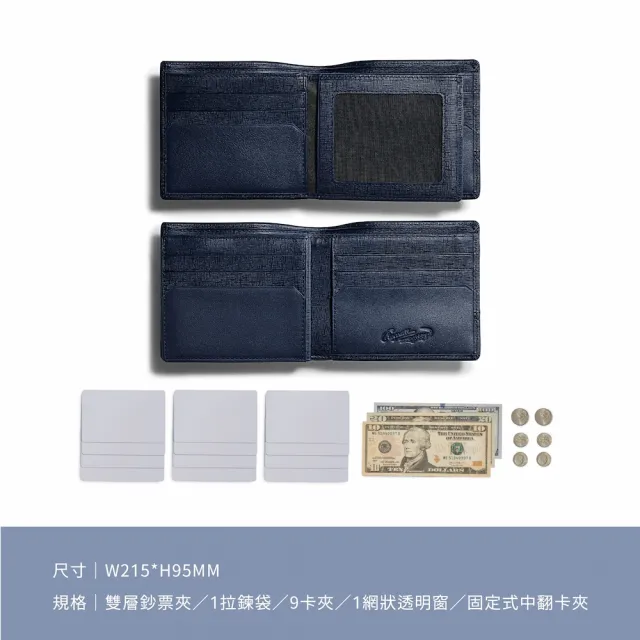 【Crocodile】男生短夾 9卡拉鍊零錢袋 中翻子夾 Oxford 2.0系列-0103-12102-鱷魚皮件