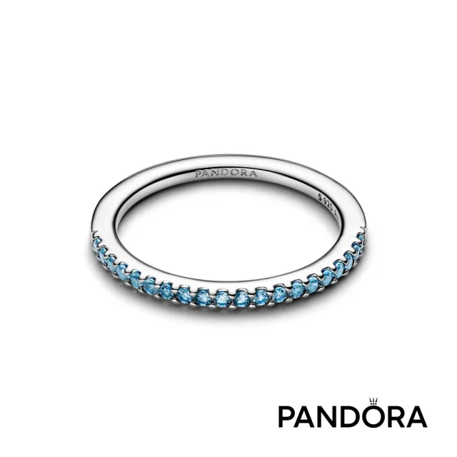 【Pandora 潘多拉】璀璨海藍半圈永恆戒指