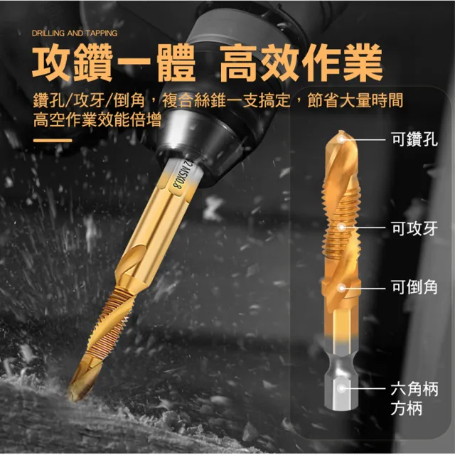 【工具達人】六角公制鍍鈦螺絲 攻絲鑽頭 螺絲鑽尾 洗洞鑽頭 洗洞 電鑽鑽尾 鑽頭 鑽孔頭 鑽孔螺絲(190-SHS6)