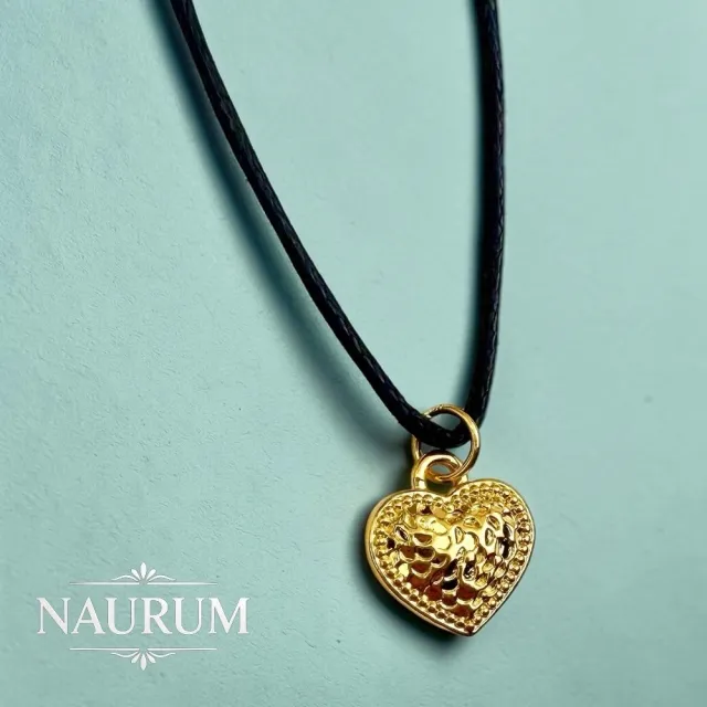 (NAURUM)黃金墜飾心心相隨0.07錢附贈皮繩