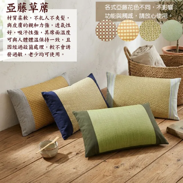 【LASSLEY】亞藤艾草綠豆殼枕(雙面枕 防蚊 驅蚊 枕頭 艾草枕 豆枕 舒眠 天然 透氣 清涼 台灣製造)