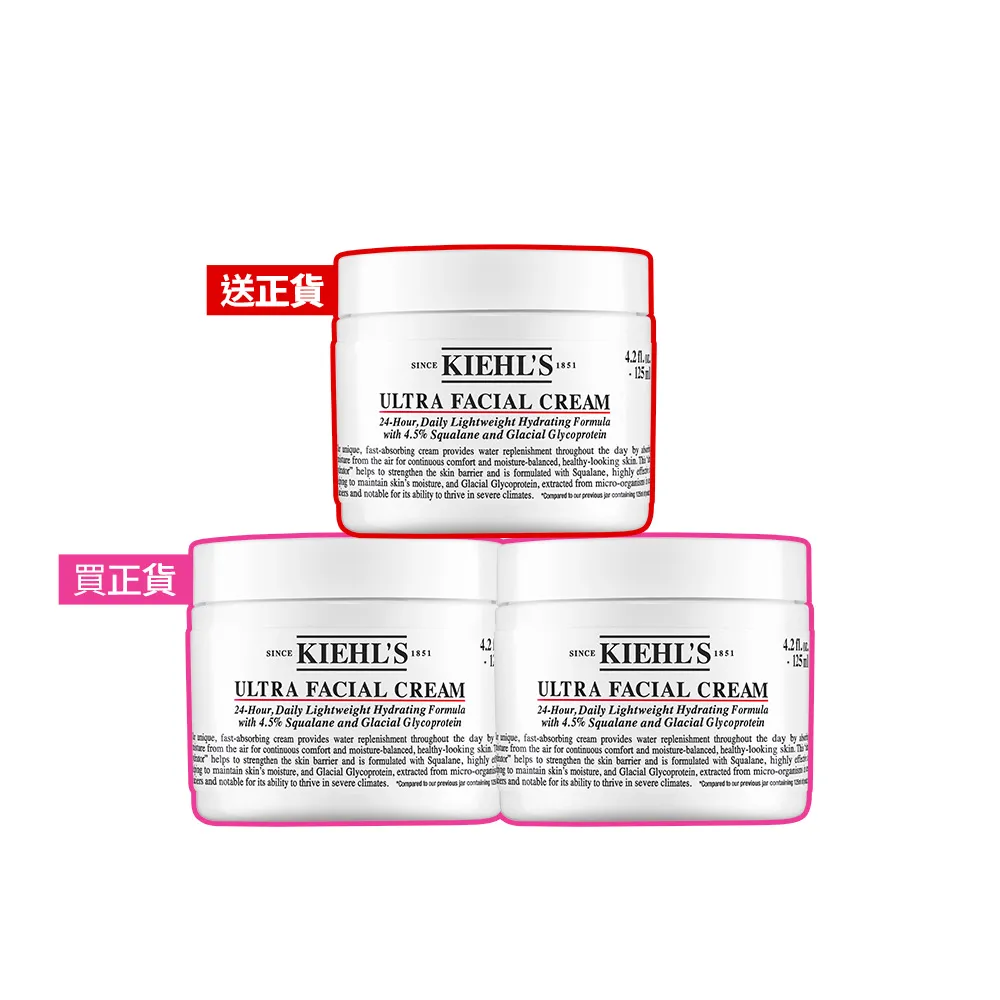 【Kiehl’s 契爾氏】官方直營 冰河醣蛋白舒敏修護保濕霜125ml 買2送1(送正貨/母親節限定)