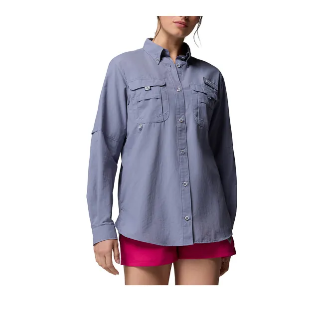 【Columbia 哥倫比亞】女款-超防曬UPF50長袖襯衫-Womens Bahama™ II LS-紫灰色(UFL82240PG/KS)
