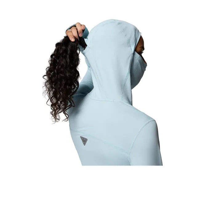 【Columbia 哥倫比亞】女款-超防曬UPF50涼感快排連帽上衣- Shadowcaster™ Hoodie-晴空藍(UFL89180HO/KS)