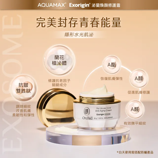 【AQUAMAX 奧科美氏】泌蘭煥顏修護晚霜30g(蘭花植泌體/A醇A酯A醛/撫紋雙胜肽/恢復彈性/乳霜)