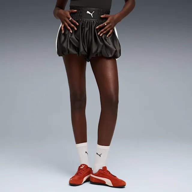 【PUMA】短褲 女 運動褲 泡泡寬鬆 歐規 T7 黑 63688701