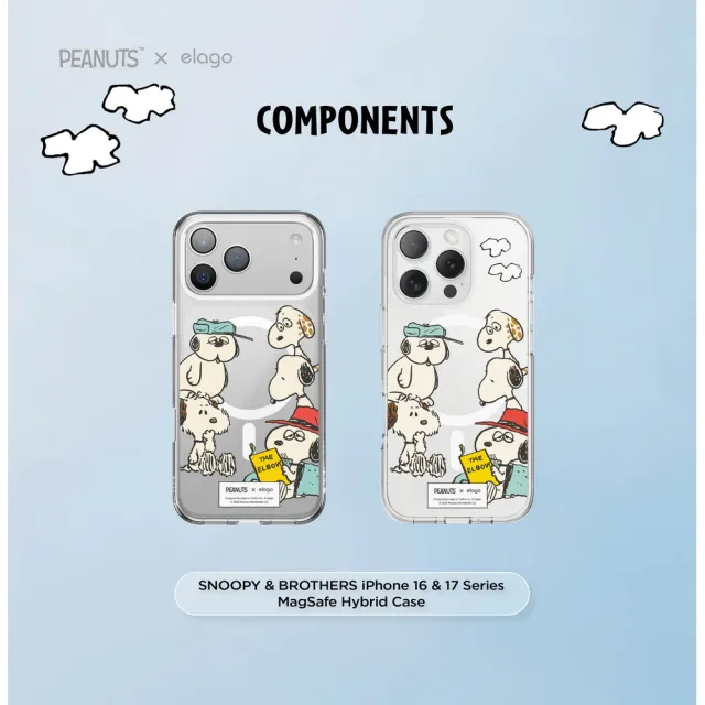 【Elago】PEANUTS 史努比&歐拉夫家族 iPhone 17/16系列 磁吸防摔邊框手機殼