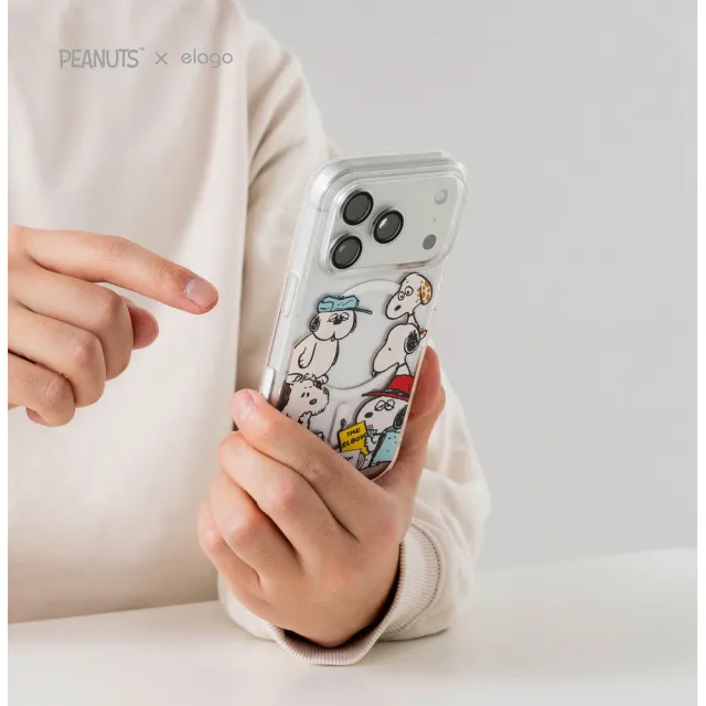 【Elago】PEANUTS 史努比&歐拉夫家族 iPhone 17/16系列 磁吸防摔邊框手機殼