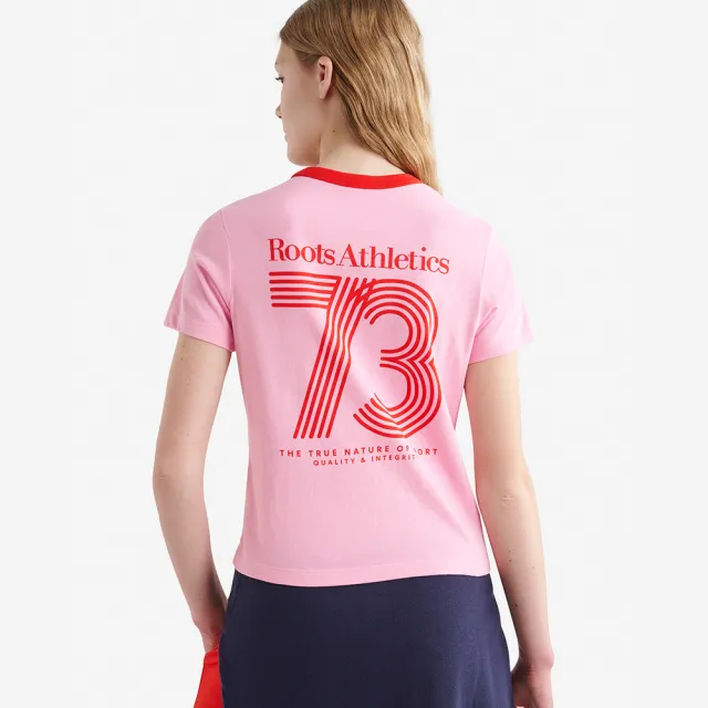 【Roots】Roots 女裝- ROOTS ATHLETICS 短袖上衣(蜜桃粉)