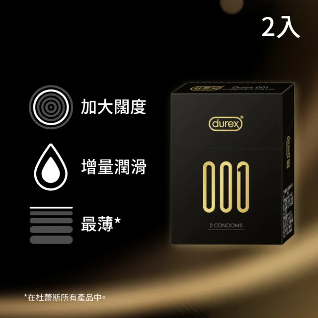 【Durex 杜蕾斯】001水性PU衛生套標準裝1盒(2入 保險套/衛生套/避孕套/安全套/避孕/保險套推薦)
